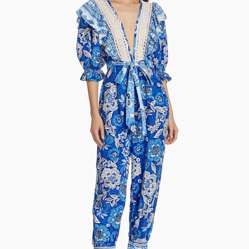 FARM RIO - Full of Flowers Ruffled Jumpsuit